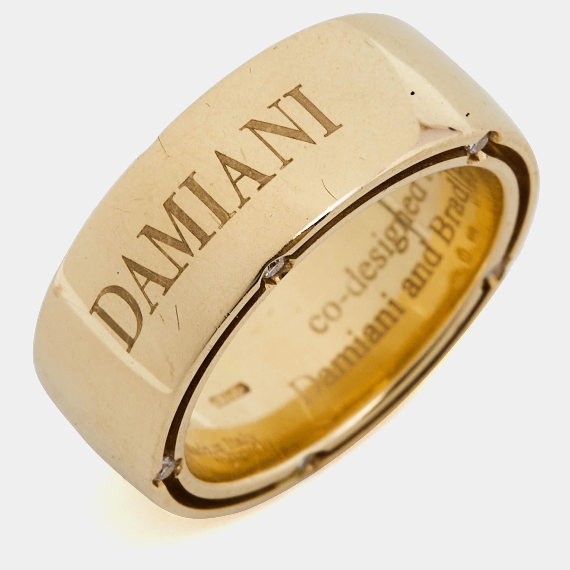Damiani Damiani & Brad Pitt Diamond 18k Yellow Gold Ring Size 50 In Good Condition For Sale In Dubai, Al Qouz 2