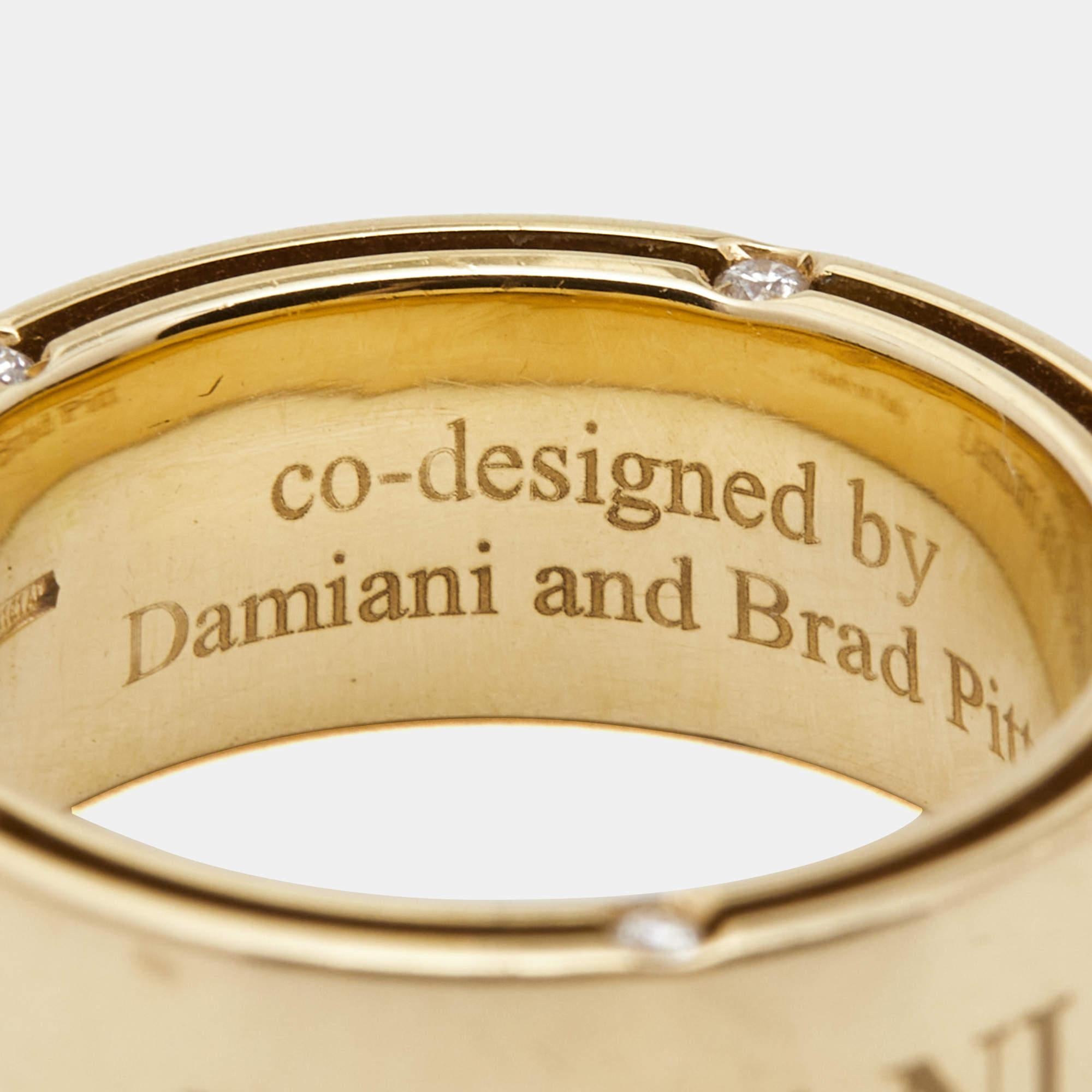 Damiani Damiani & Brad Pitt Diamond 18k Yellow Gold Ring Size 50 For Sale 1