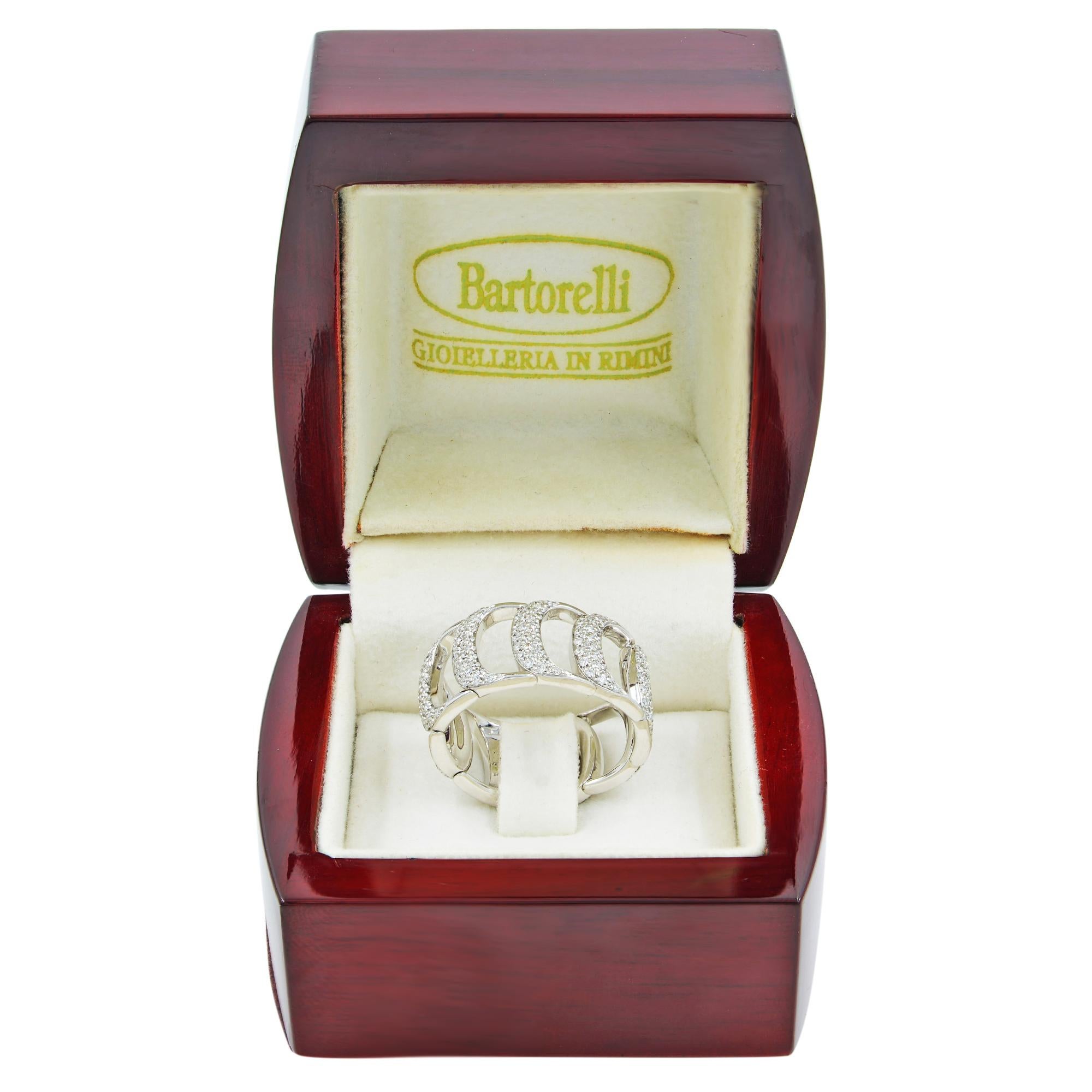 Damiani Damianissima 1,50cttw breiter Diamantring 18K Weißgold (Moderne)