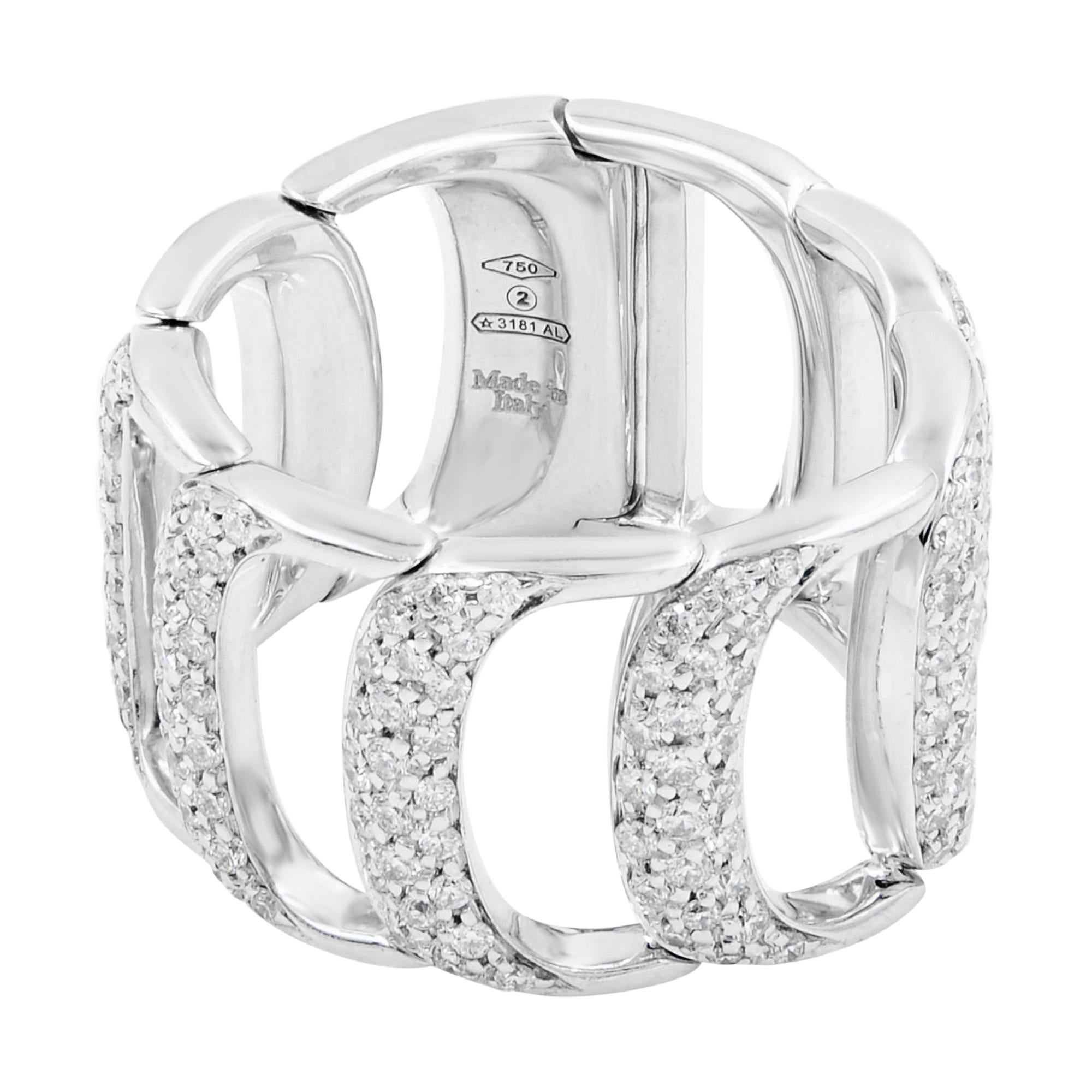Damiani Damianissima 1,50cttw breiter Diamantring 18K Weißgold (Rundschliff)