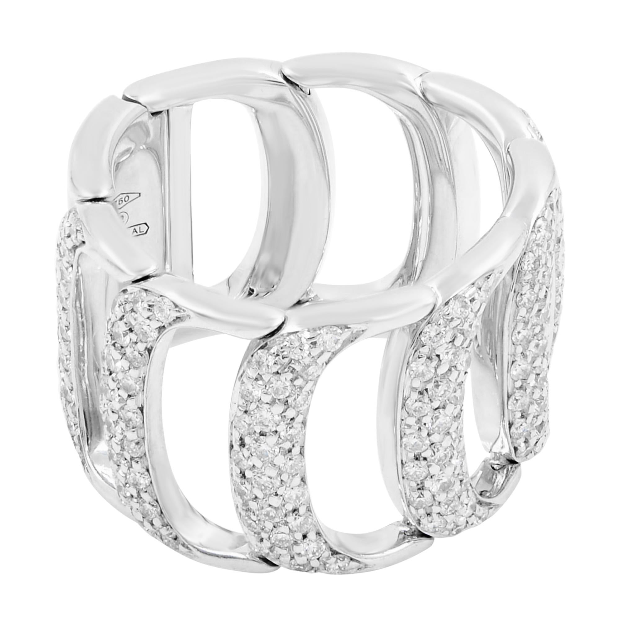 Damiani Damianissima 1,50cttw breiter Diamantring 18K Weißgold im Zustand „Neu“ in New York, NY