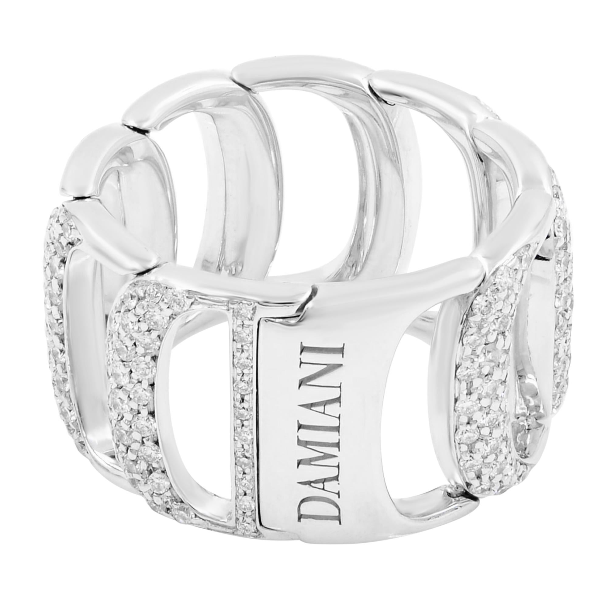 Damiani Damianissima 1,50cttw breiter Diamantring 18K Weißgold Damen