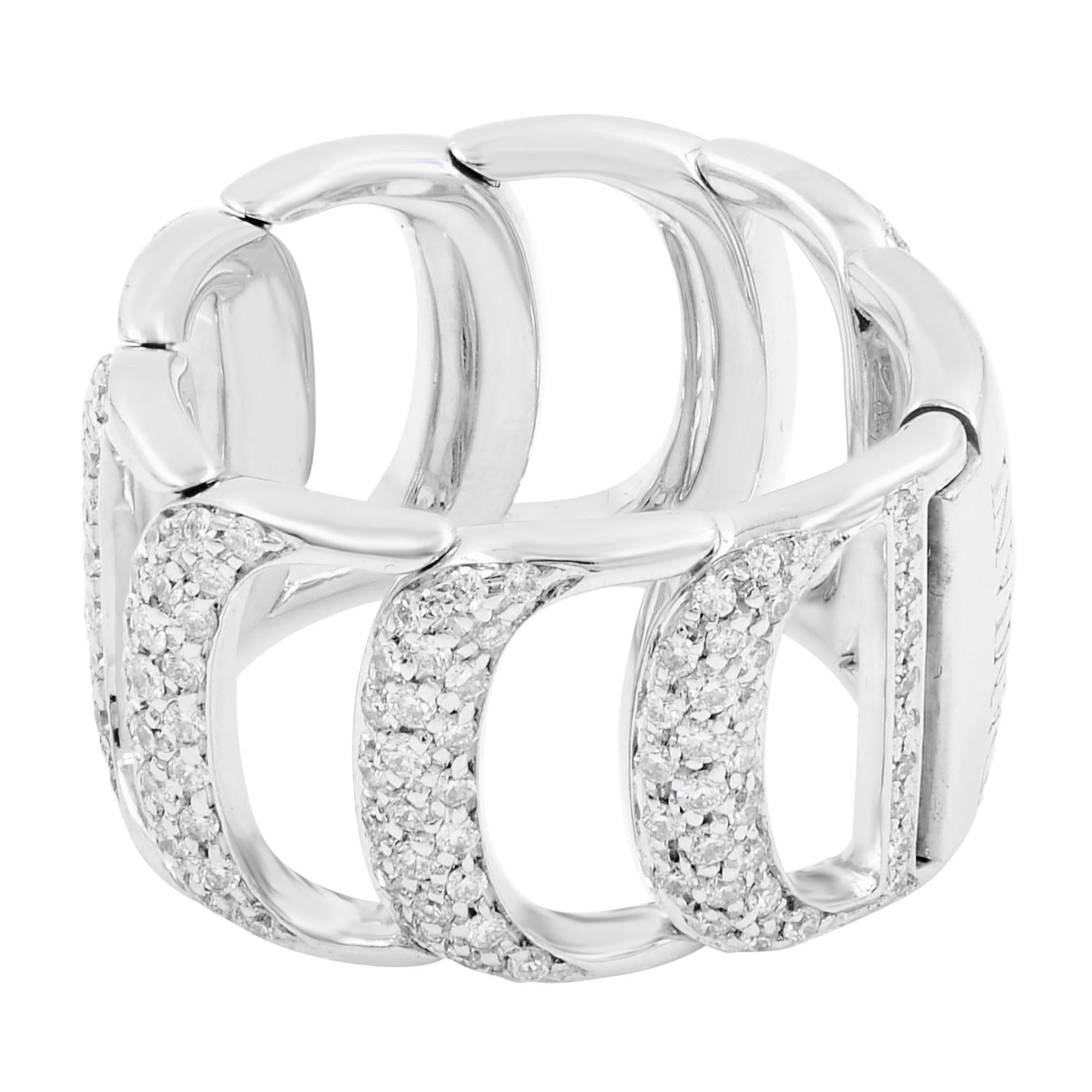 Damiani Damianissima 1,50cttw breiter Diamantring 18K Weißgold 1