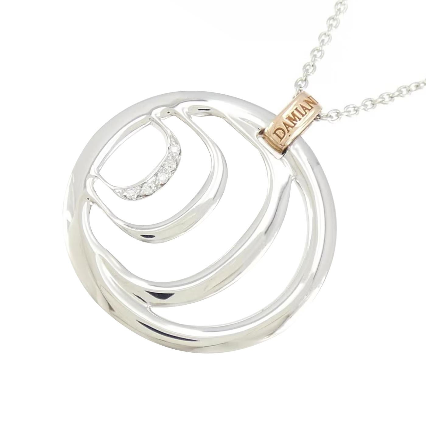 Damiani Damianissima 18K White and Pink Gold Diamond Pendant Necklace Modernista en venta