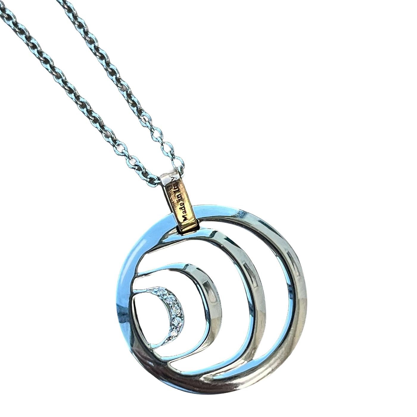Damiani Damianissima 18K White and Pink Gold Diamond Pendant Necklace en venta 1
