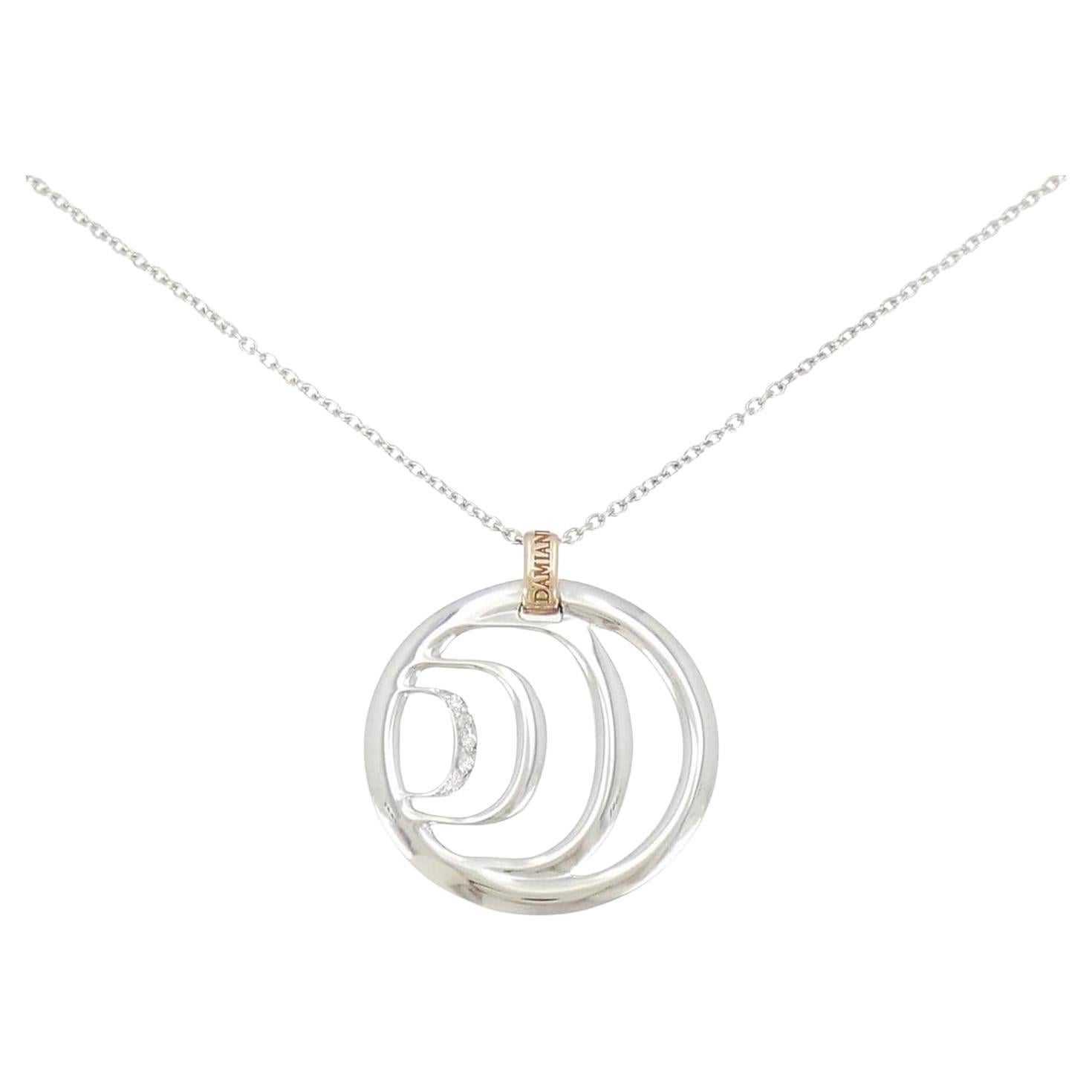 Damiani Damianissima 18K White and Pink Gold Diamond Pendant Necklace en venta