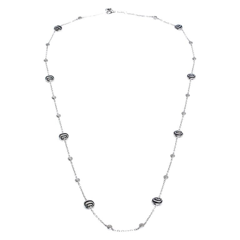 Damiani Damianissima Onyx Diamond Silver Long Station Necklace