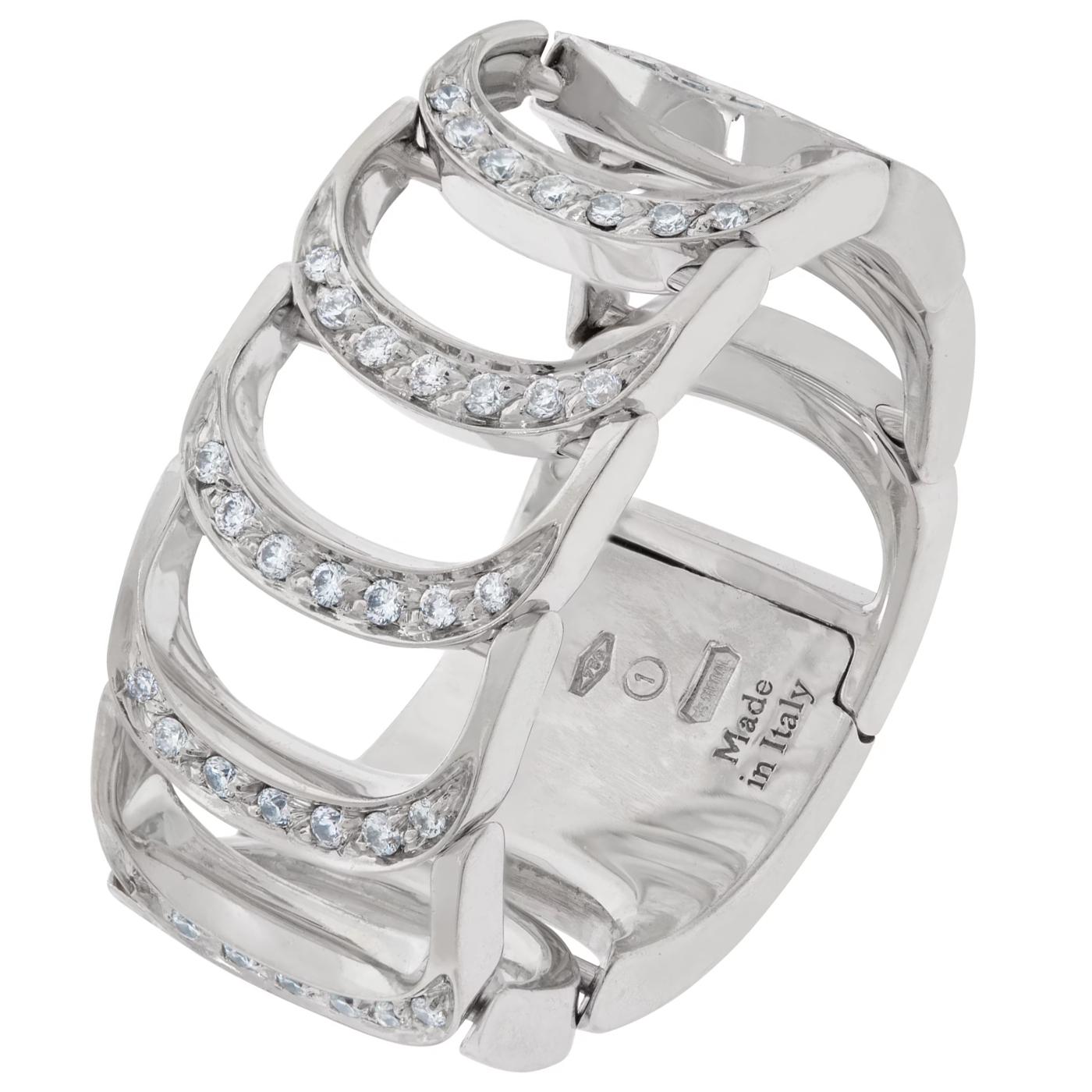 Round Cut Damiani Damianissima Round Brilliant Cut Diamond Ring in 18k White Gold Size 6 For Sale