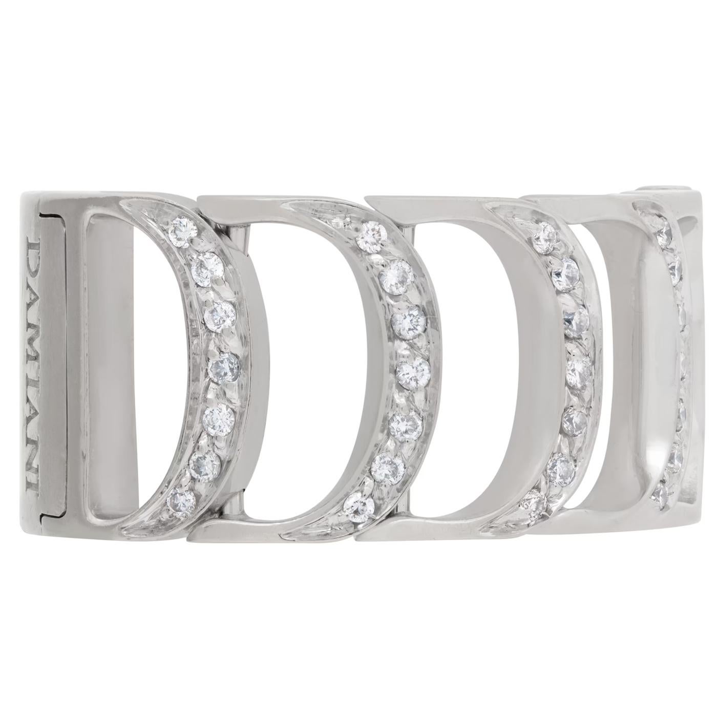 Damiani Damianissima Round Brilliant Cut Diamond Ring in 18k White Gold Size 6 In New Condition For Sale In Aventura, FL