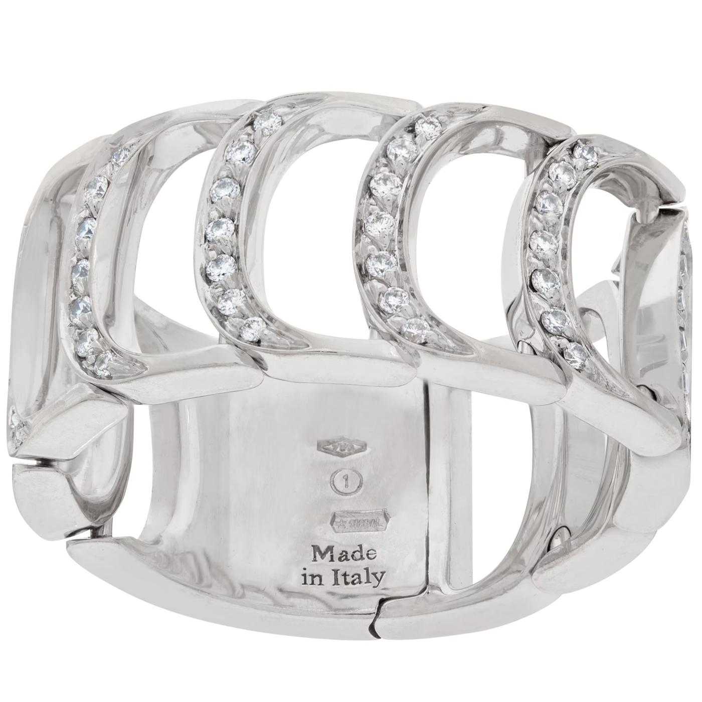 Women's Damiani Damianissima Round Brilliant Cut Diamond Ring in 18k White Gold Size 6 For Sale