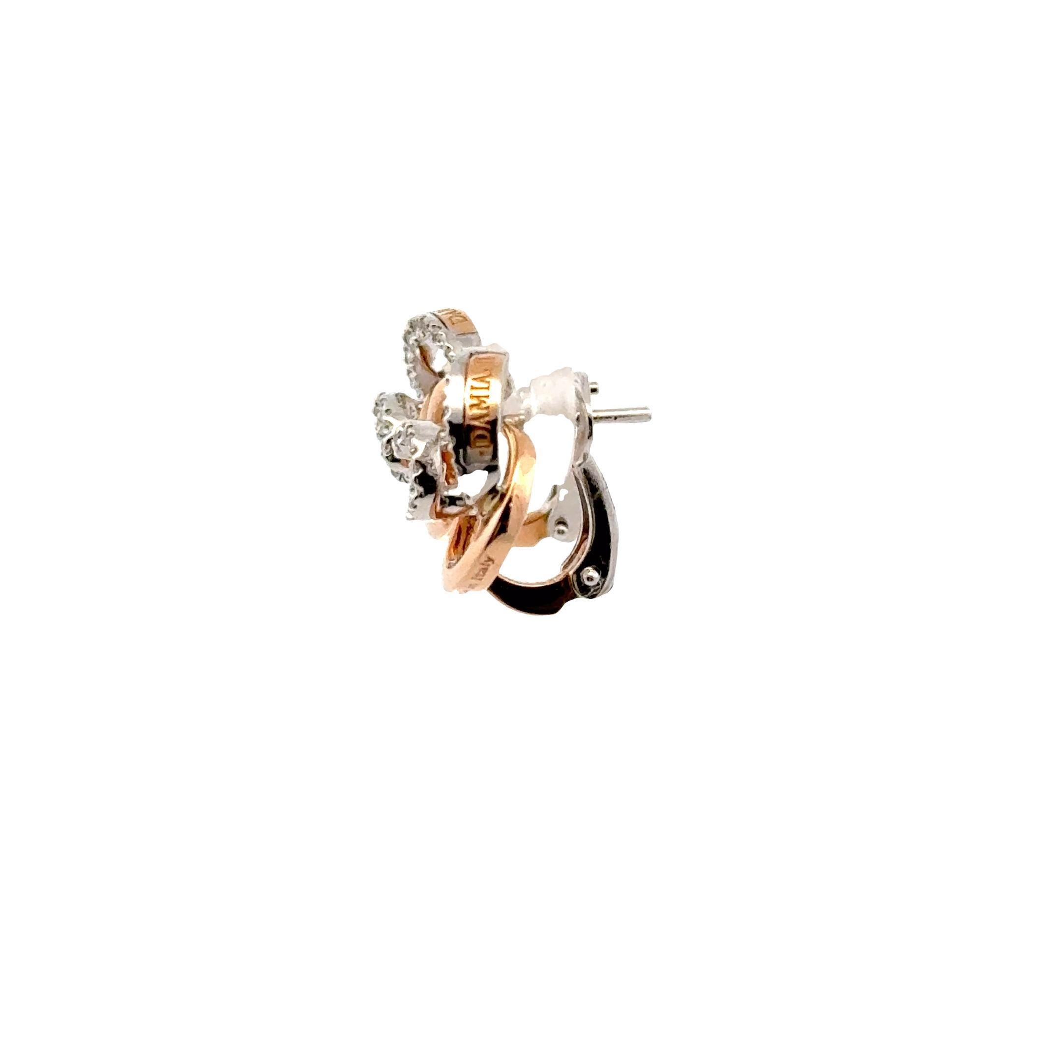Modern Damiani Diamond 18 Karat Yellow & White Gold Swirl Stud Lever-Back Earrings For Sale