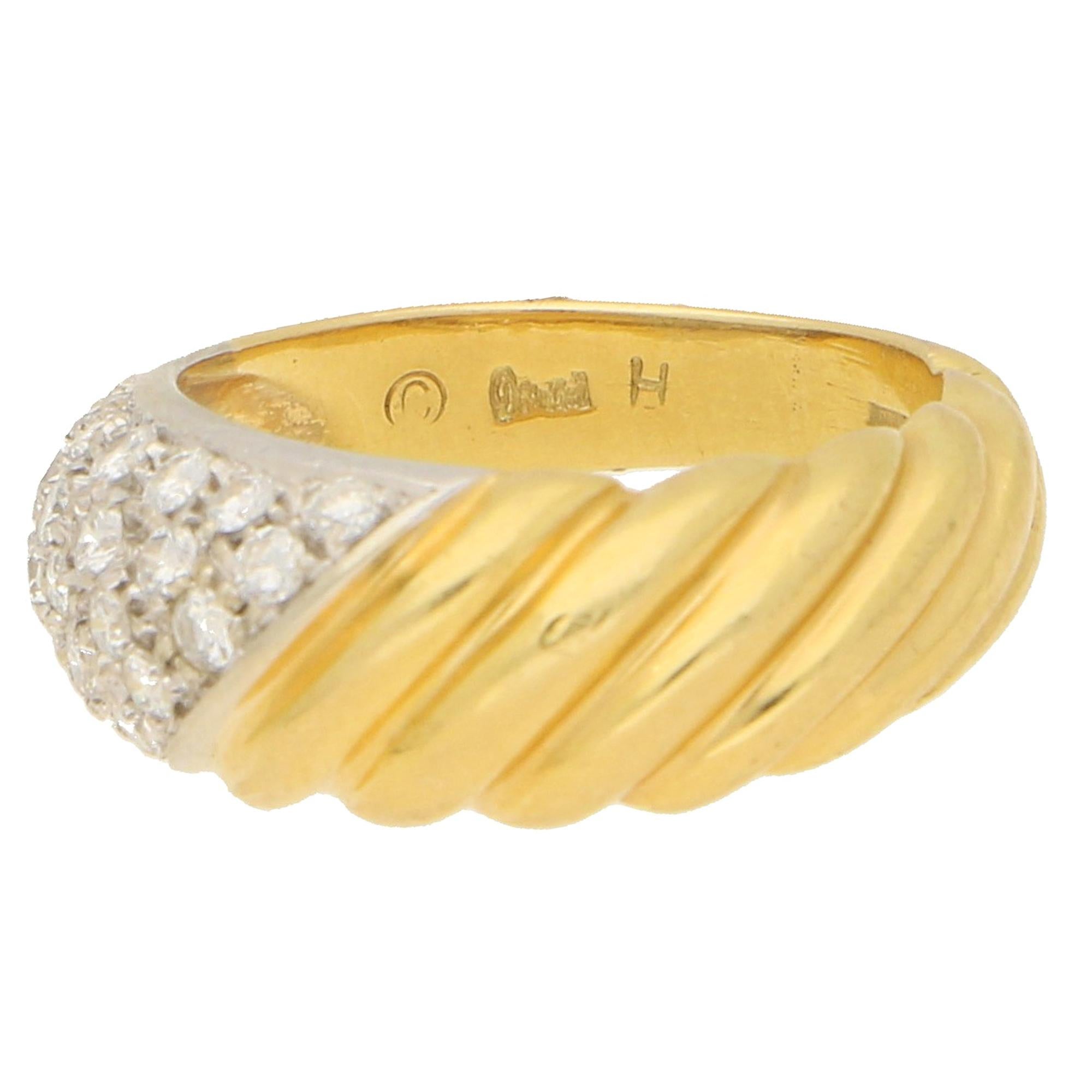 Damiani Diamond and 18 Karat Yellow Gold Ring
