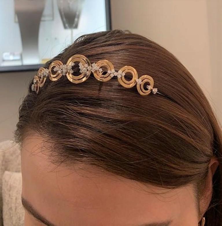 Contemporary Damiani Diamond and Gold Tiara