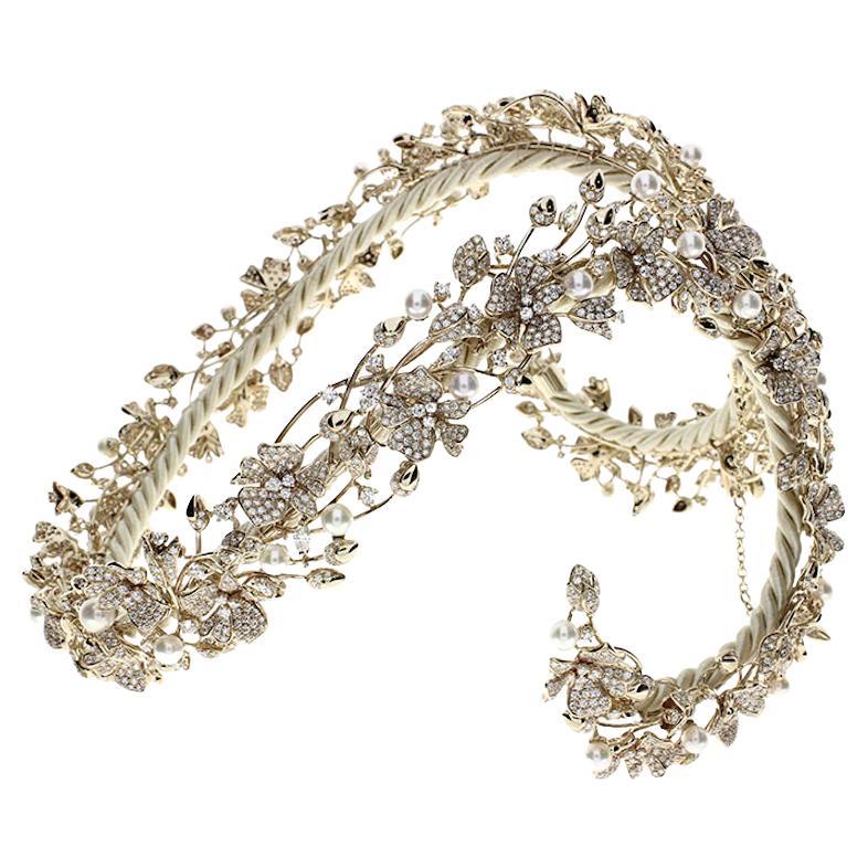 Damiani Diamond and Pearls Tiara For Sale