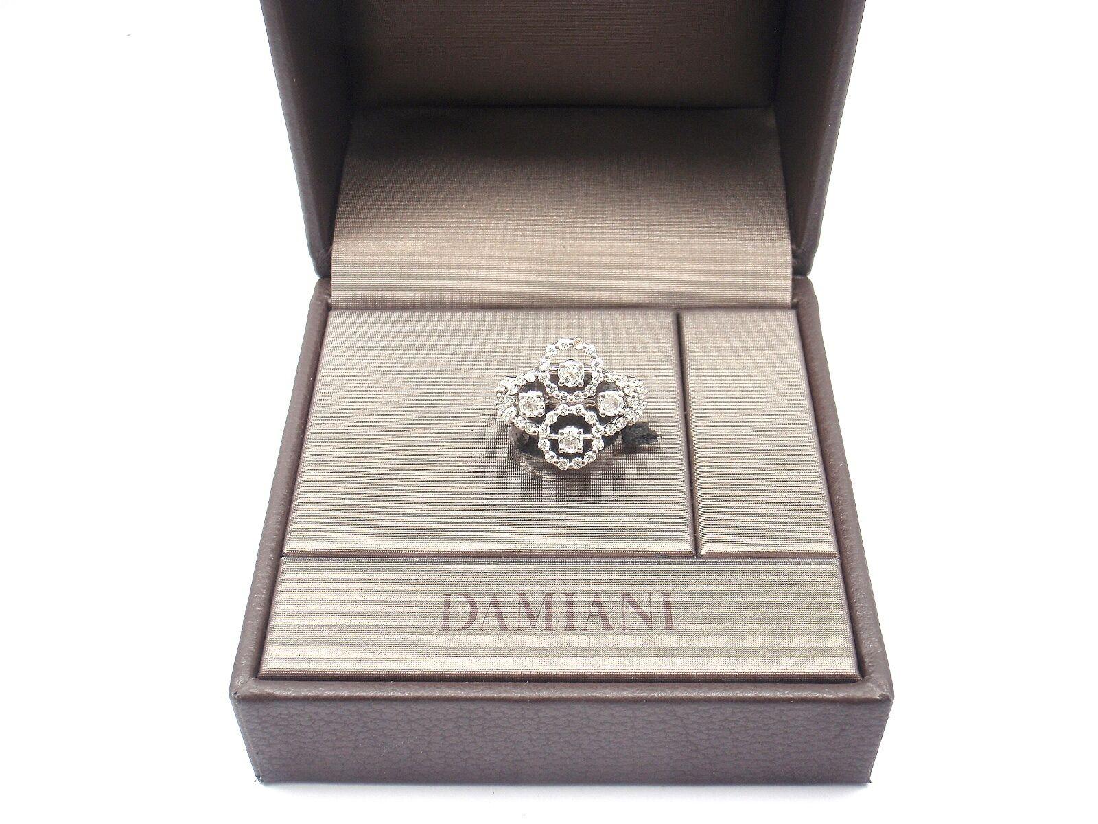Damiani Diamond Cluster Clover White Gold Ring For Sale 2