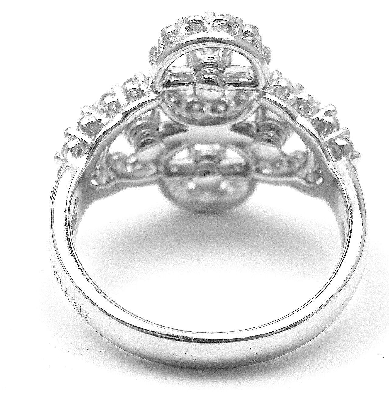 Brilliant Cut Damiani Diamond Cluster Clover White Gold Ring For Sale