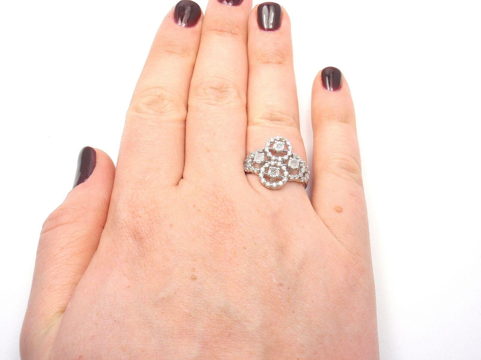 Women's or Men's Damiani Diamond Cluster Clover White Gold Ring