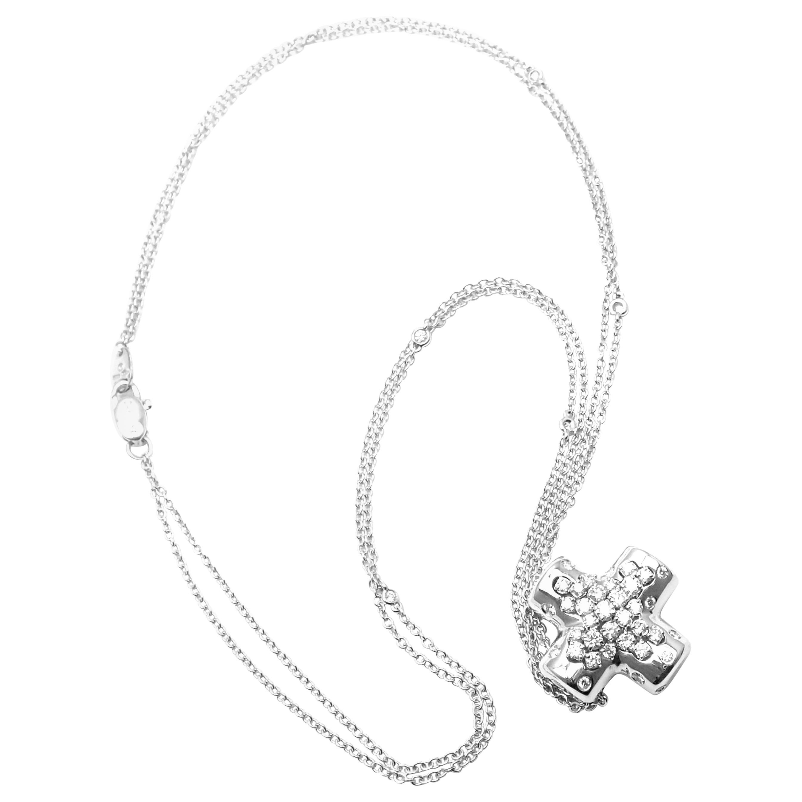 Damiani Diamond Cross White Gold Pendant Necklace