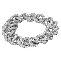 Damiani Bracelet à maillons cubains en or blanc 18 carats 12,16 ct. pt. 7,5 pouces