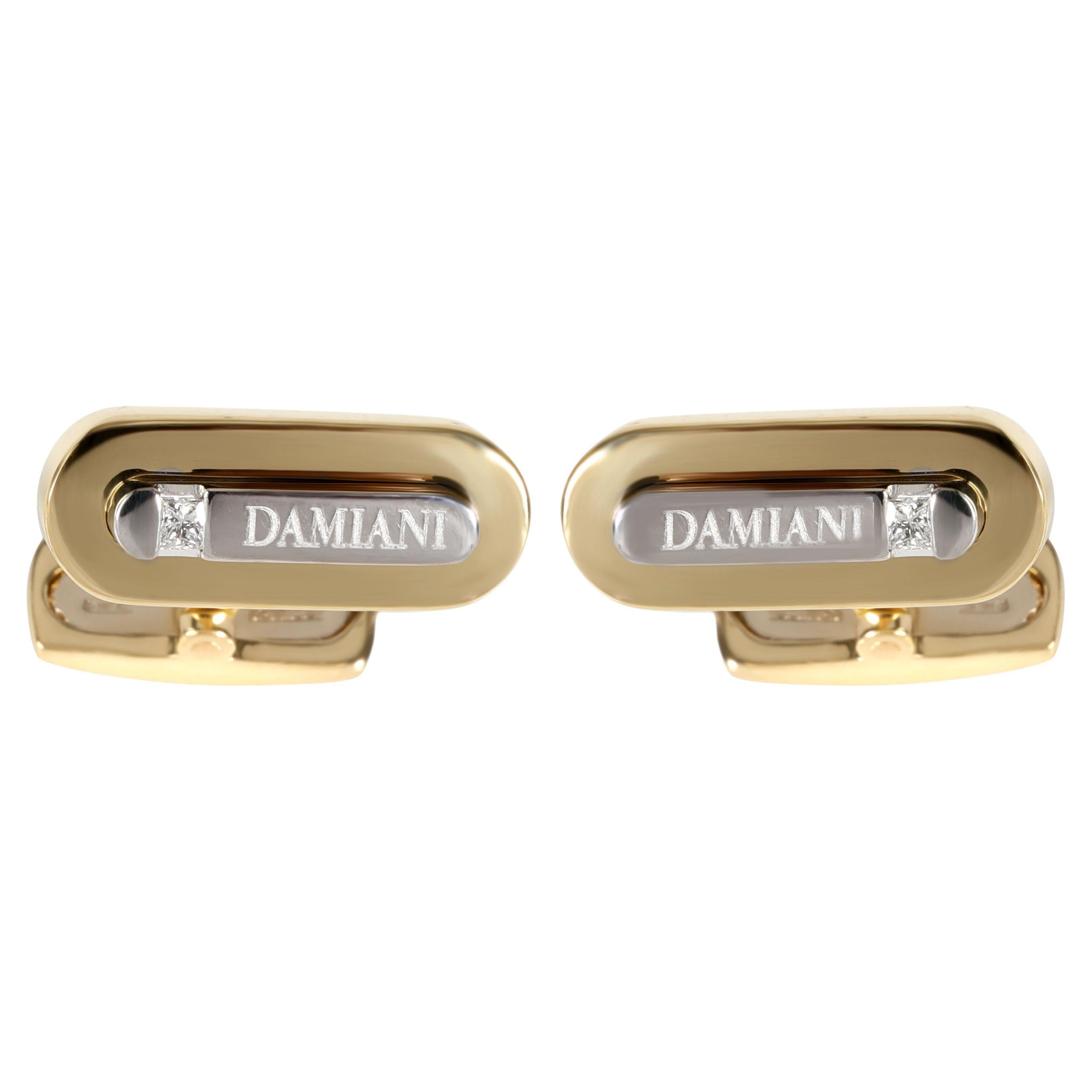 Damiani Boutons de manchette en or blanc/or jaune 18 carats avec diamants 0,11 carat poids total