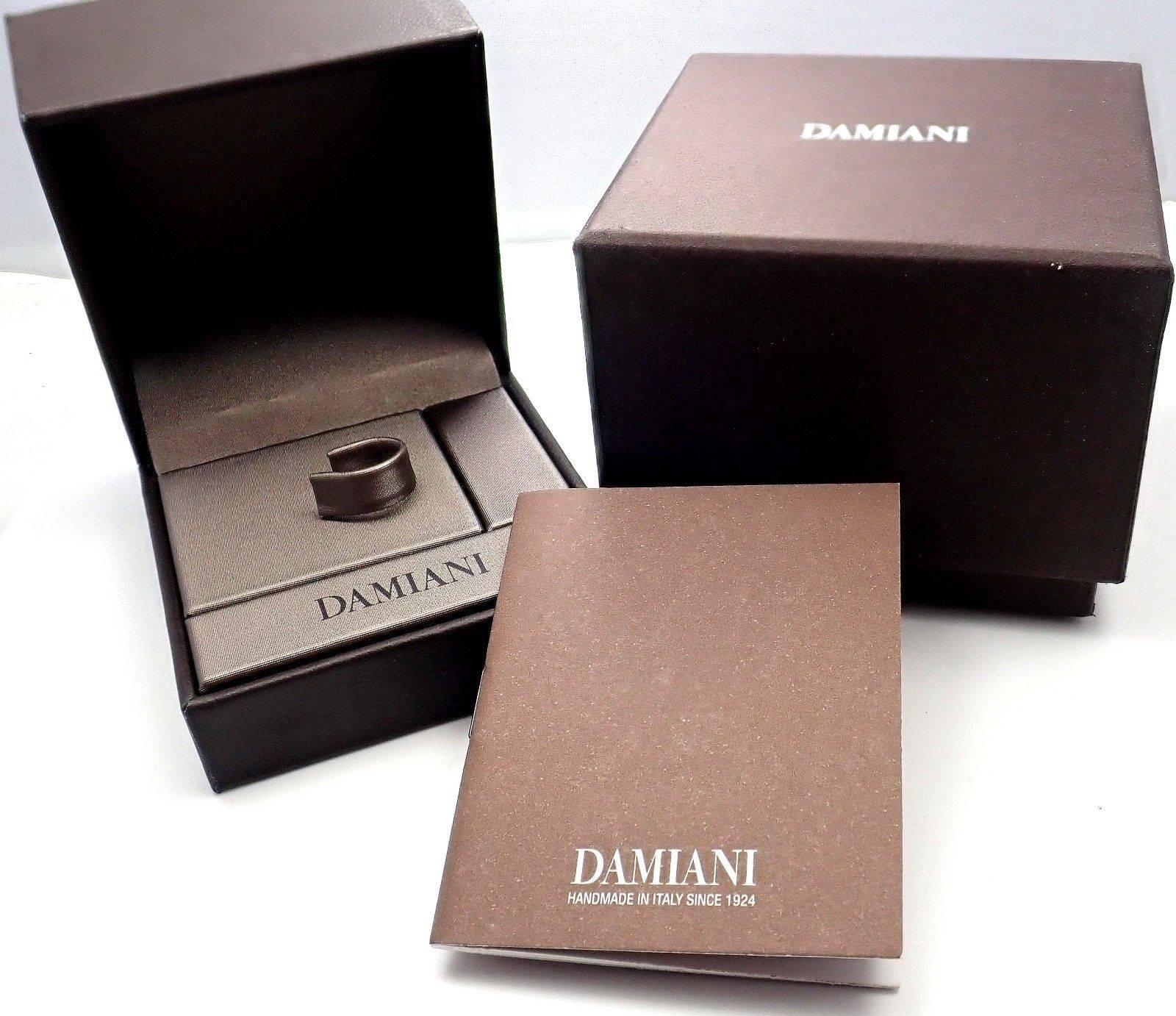 Women's or Men's Damiani Diamond Double White Gold Band Ring For Sale