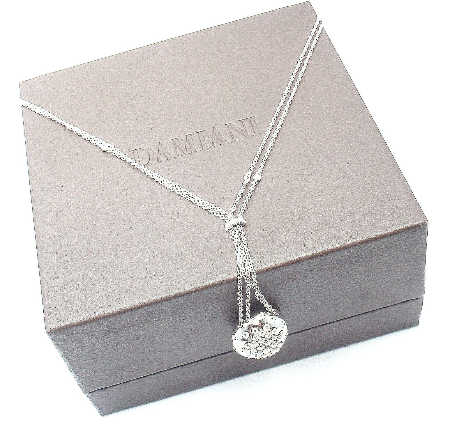 Damiani Diamond Drop Cluster White Gold Pendant Necklace For Sale 5