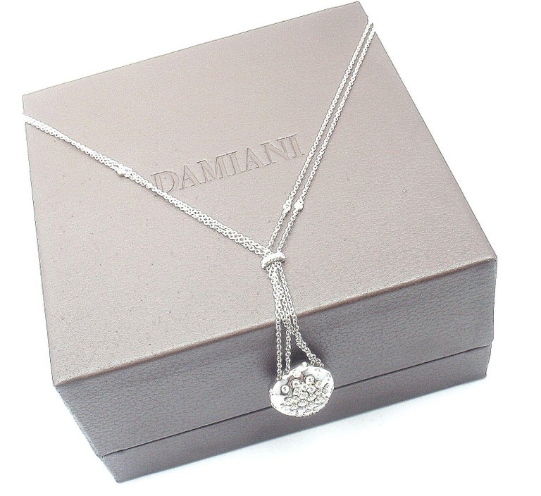 Damiani Diamond Drop Cluster White Gold Pendant Necklace For Sale at ...