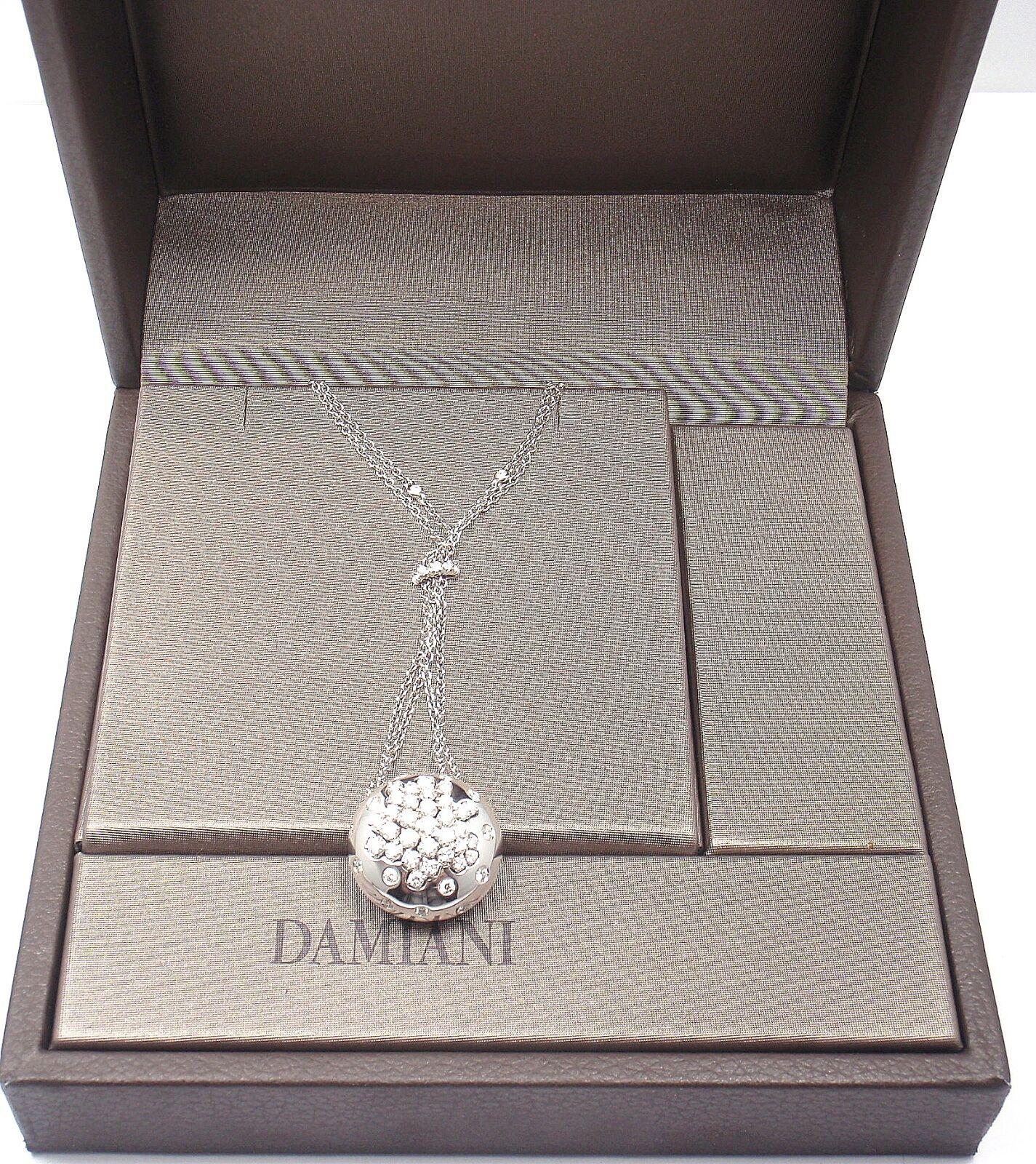 Damiani Diamond Drop Cluster White Gold Pendant Necklace For Sale 6