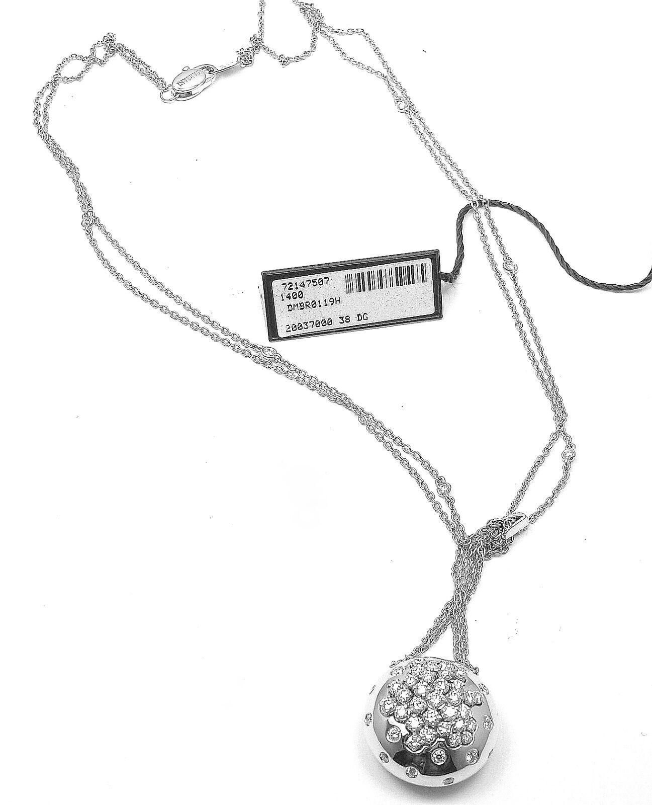 Damiani Diamond Drop Cluster White Gold Pendant Necklace In New Condition For Sale In Holland, PA