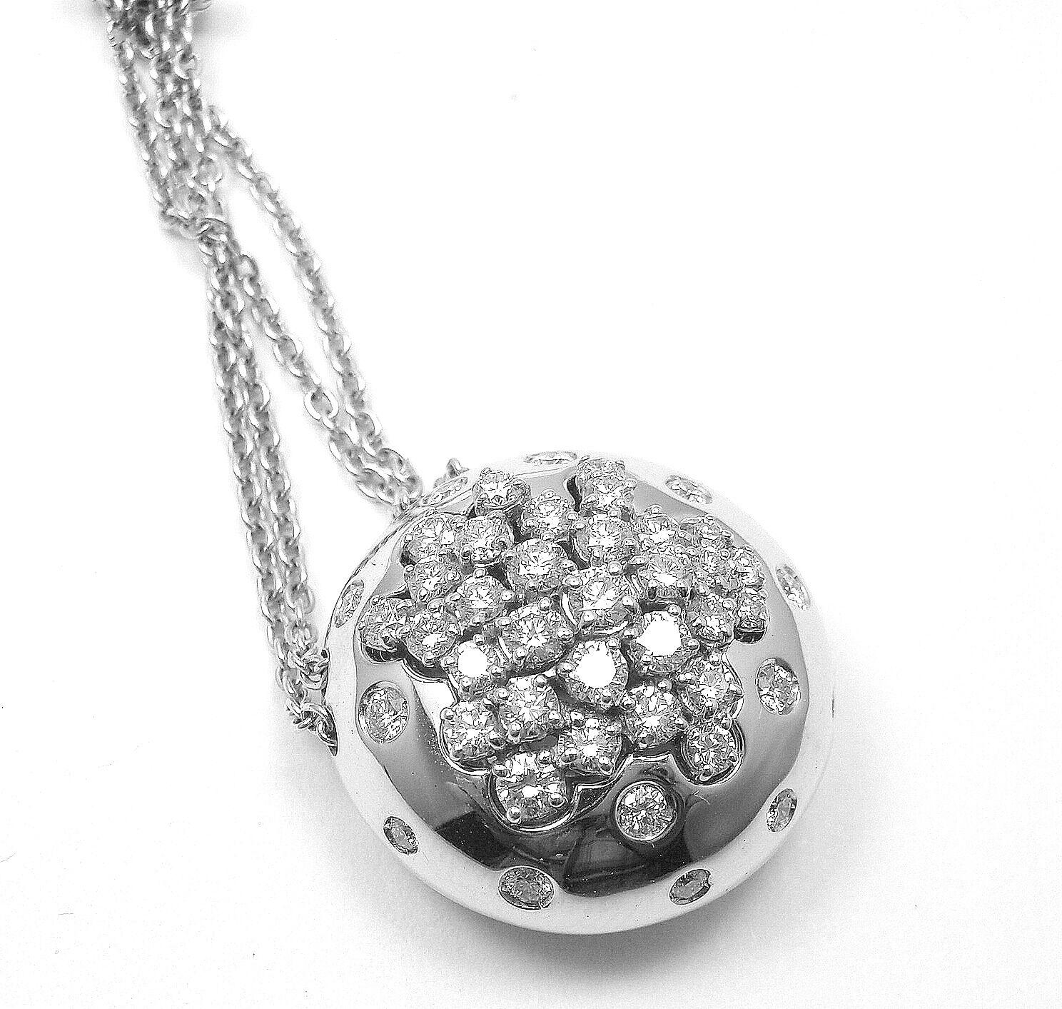 Women's or Men's Damiani Diamond Drop Cluster White Gold Pendant Necklace For Sale