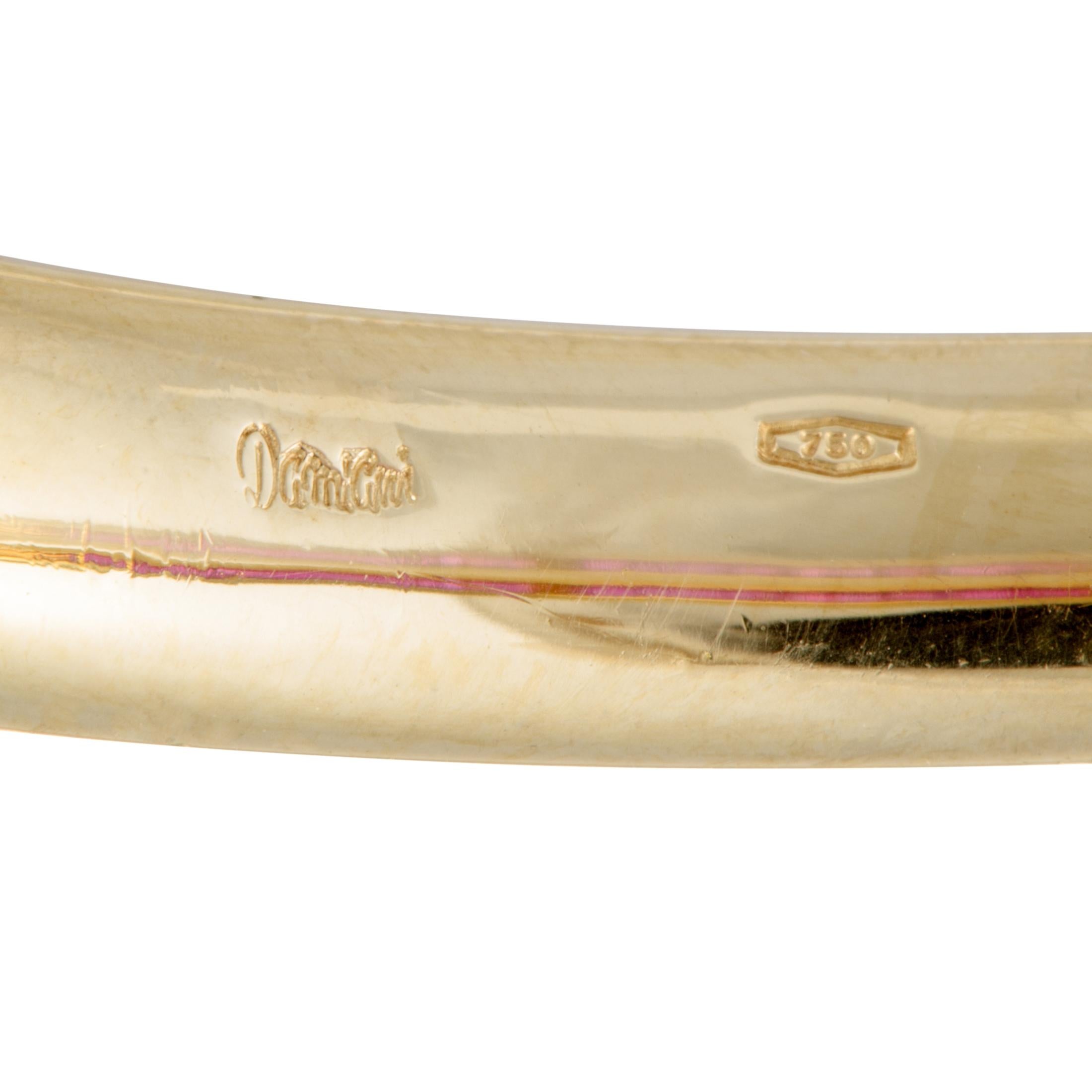 Women's Damiani Diamond Pave and Ruby Baguettes Yellow Gold Bangle Bracelet