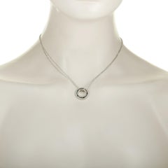 Damiani D.Side 18 Karat White Gold Black Diamond Band Pendant Necklace