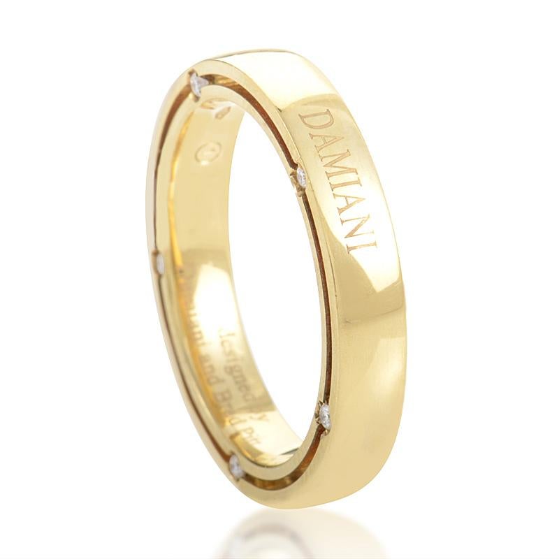 Damiani D.Side Brad Pitt 18 Karat Yellow Gold 10 Diamond Band Ring In New Condition In Southampton, PA