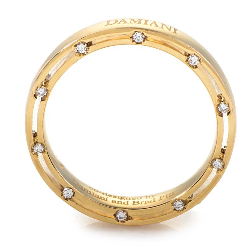 Damiani D.Side Brad Pitt 18 Karat Yellow Gold 20 Diamonds Band Ring In New Condition In Southampton, PA