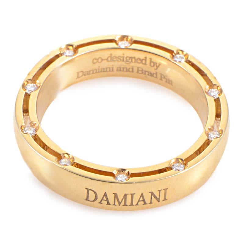 Men's Damiani D.Side Brad Pitt 18 Karat Yellow Gold 20 Diamonds Band Ring