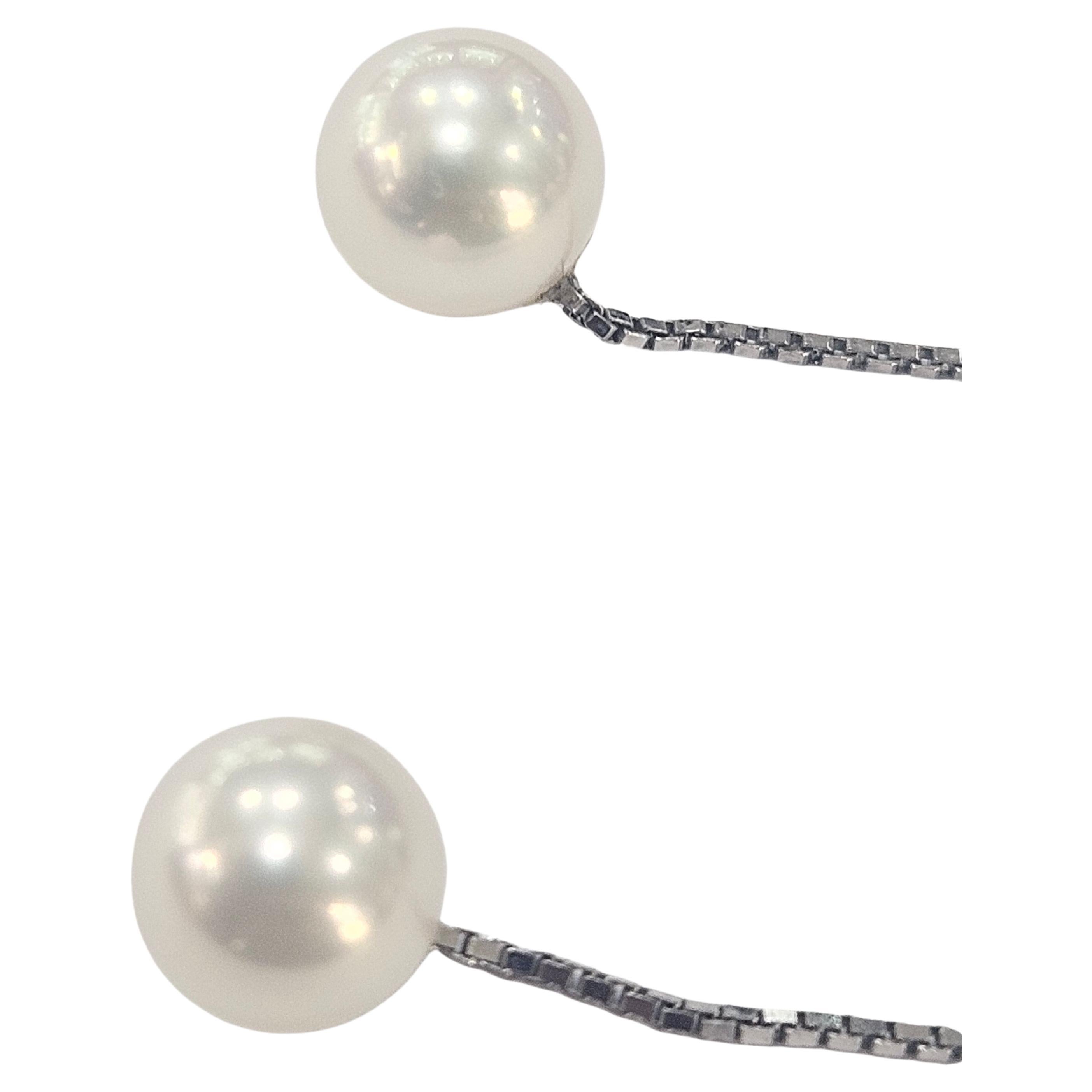 Boucles d'oreilles Damiani Perle de culture noire et blanche Or blanc 18 carats Bon état - En vente à MADRID, ES