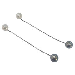 Damiani Earrings Black and White Cultured Pearl White Gold 18 Karat