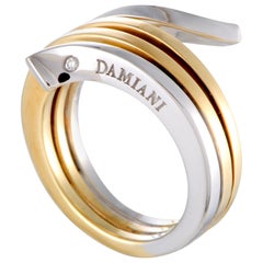 Damiani Eden 18 Karat Yellow and White Gold Diamond 3-Coil Spiral Ring