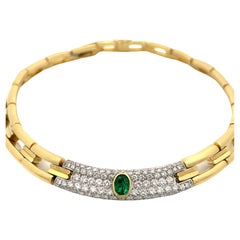 Damiani Halskette aus 18 Karat Gelbgold mit Smaragd und Diamant
