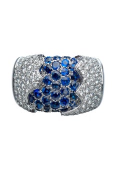Damiani Fiordi Diamonds and Sapphires White Gold Ring