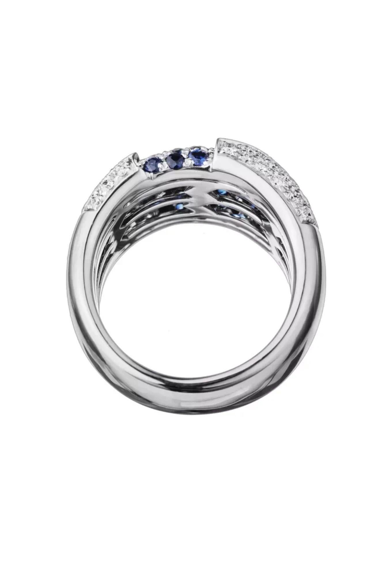 Anillo Damiani Fiordi Diamantes y Zafiros Oro Blanco Moderno en venta