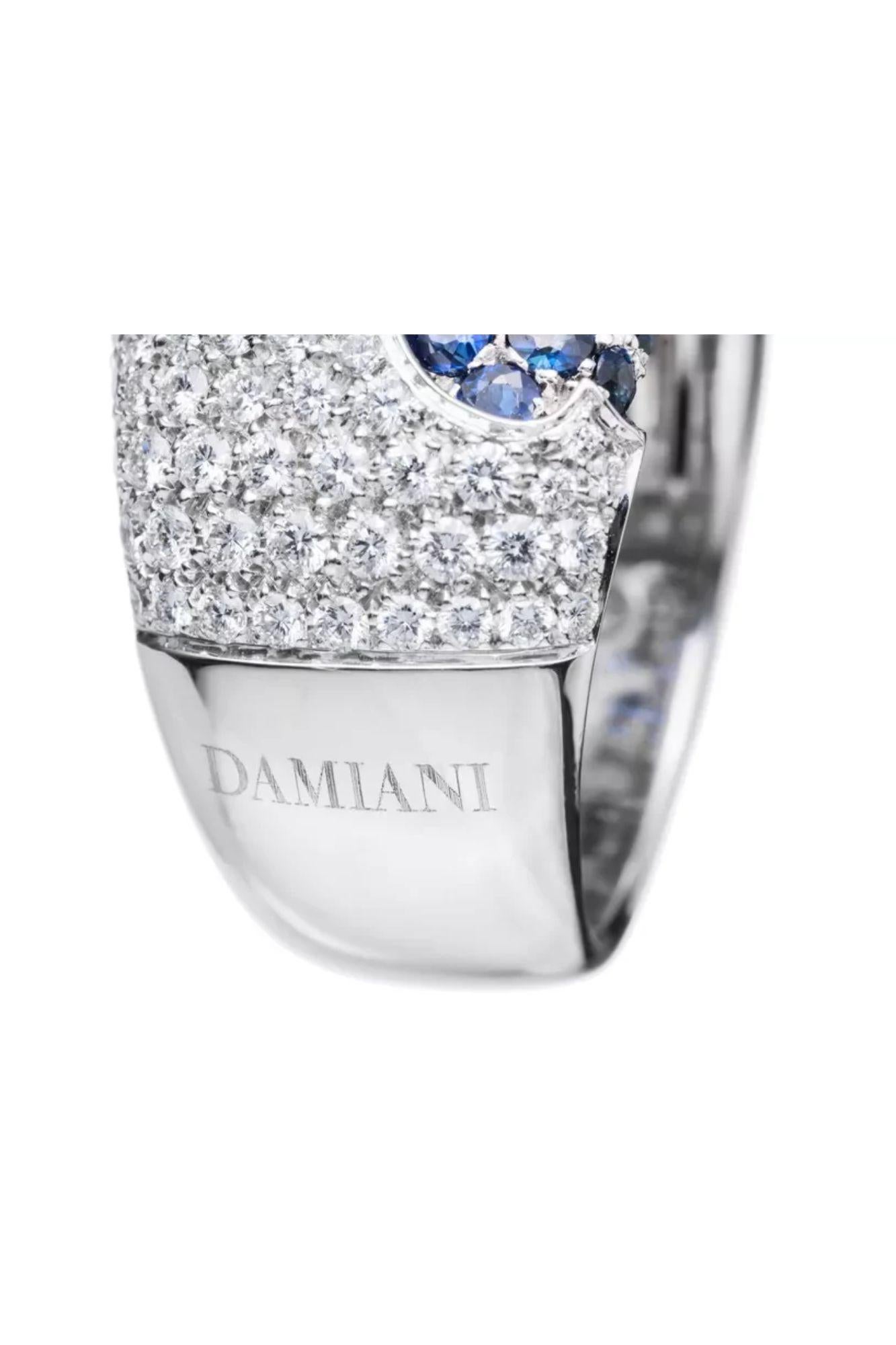Anillo Damiani Fiordi Diamantes y Zafiros Oro Blanco en Nuevo estado para la venta en North Miami Beach, FL