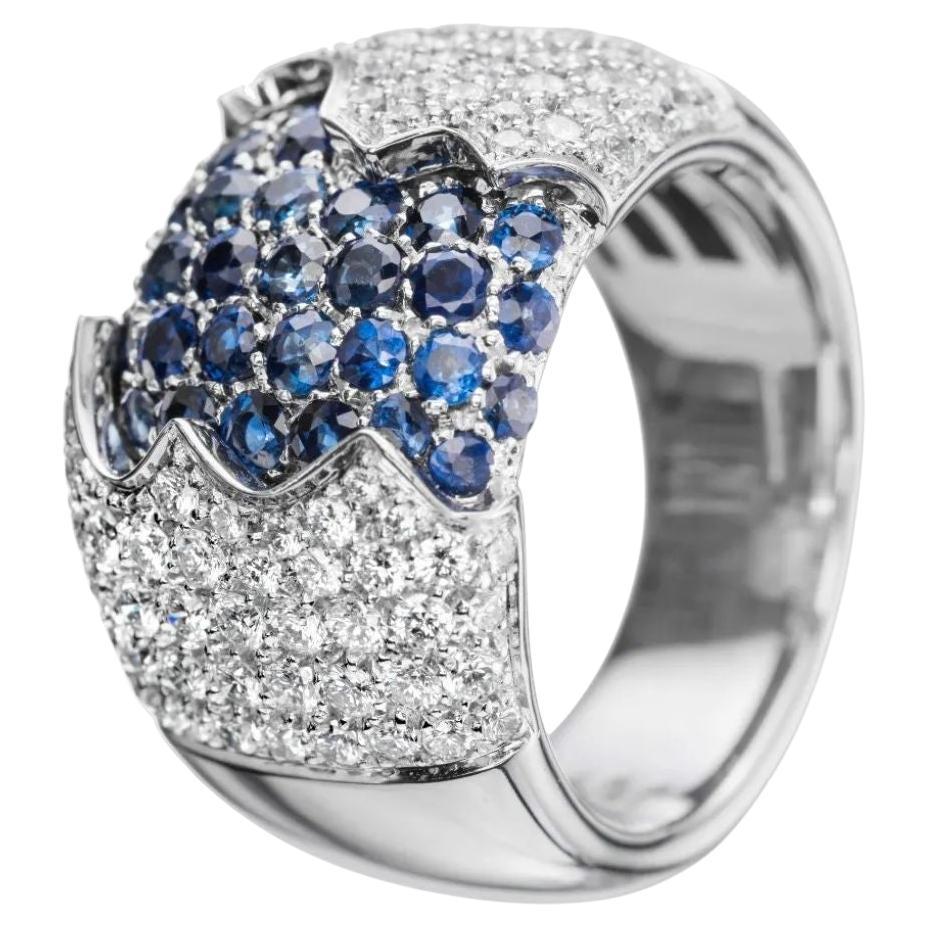Anillo Damiani Fiordi Diamantes y Zafiros Oro Blanco en venta