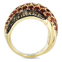 Anello Damiani Gomitolo in oro rosa 18 carati con granato e quarzo fumè