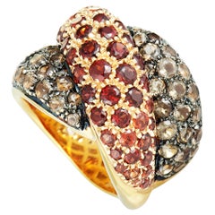 Damiani Gomitolo 18 Karat Rose Gold Garnet and Smoky Quartz Ring