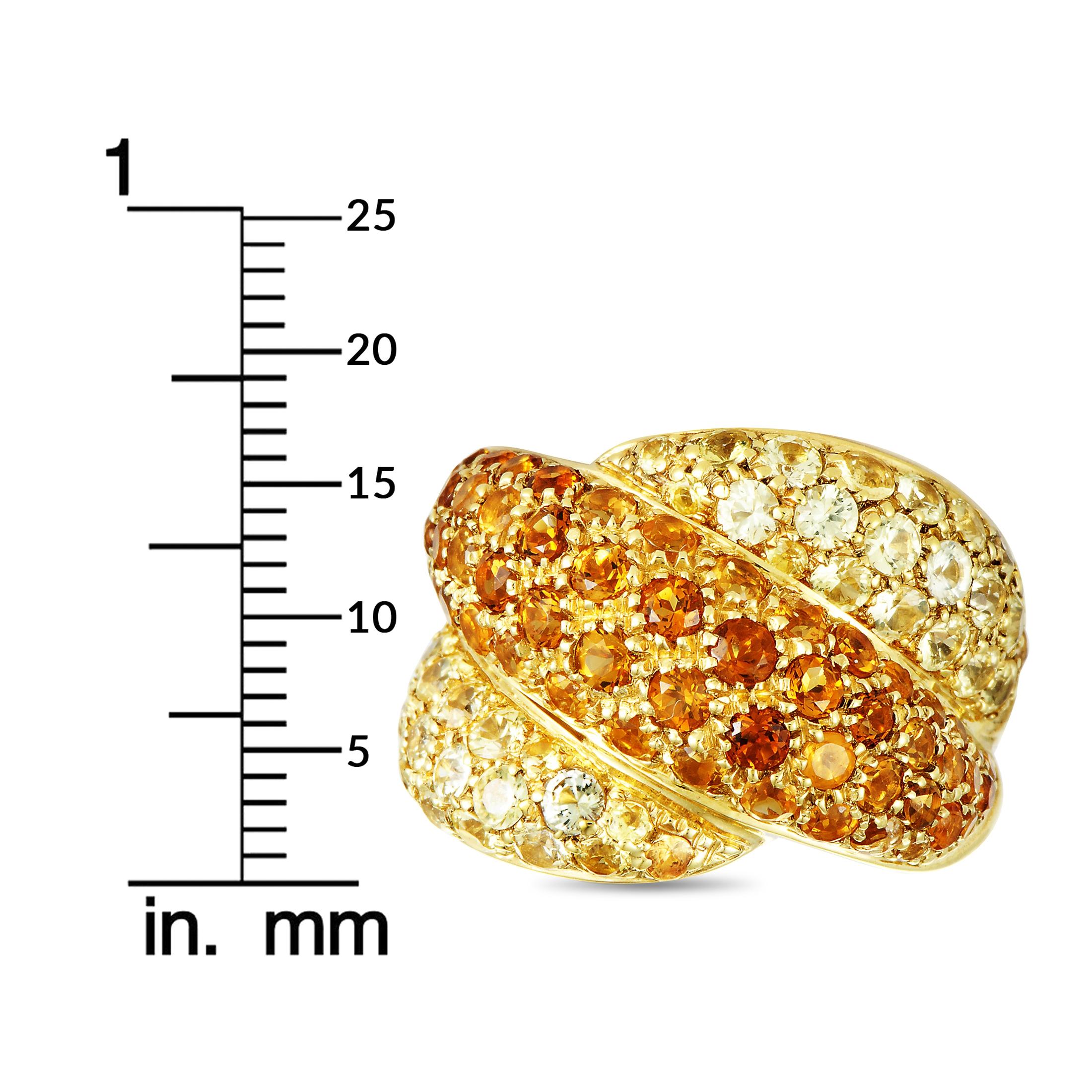 Damiani Gomitolo 18 Karat Yellow Gold Yellow Sapphire and Citrine Ring 2