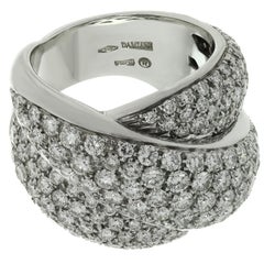 Damiani Gomitolo Anello con diamante taglio Brilliante 4ct Oro Bianco 18k Chiarezza VVS2-VS1