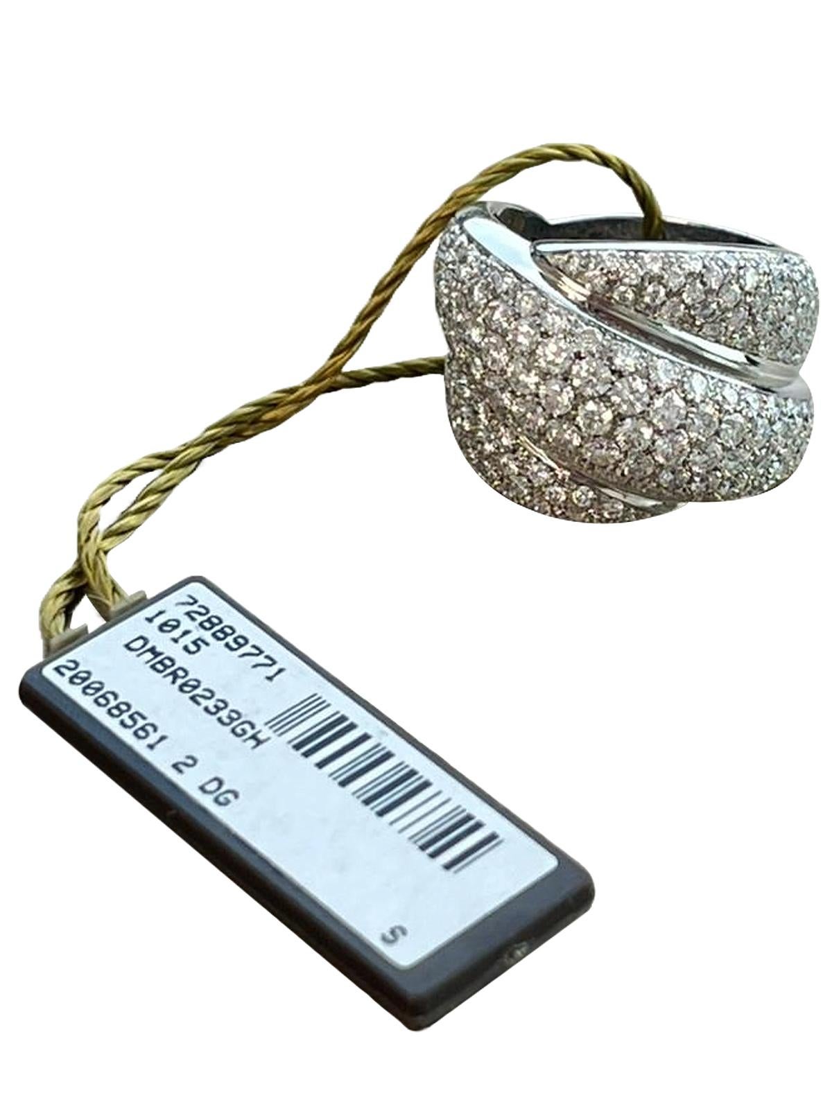 Moderniste Damiani Gomitolo 4ct Brilliant Cut Diamond Ring 18k White Gold VVS2-VS1 Clarity en vente