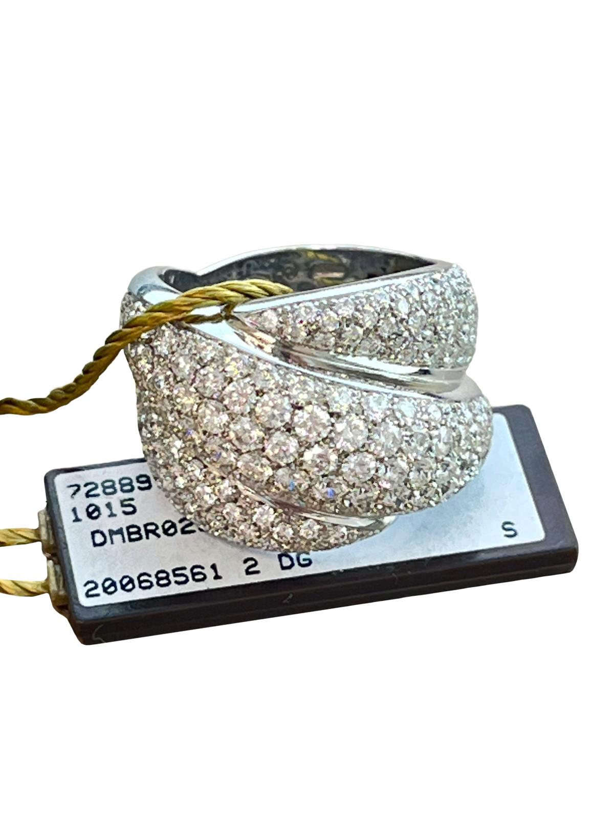 Damiani Gomitolo 4ct Brilliant Cut Diamond Ring 18k White Gold VVS2-VS1 Clarity Neuf - En vente à Aventura, FL