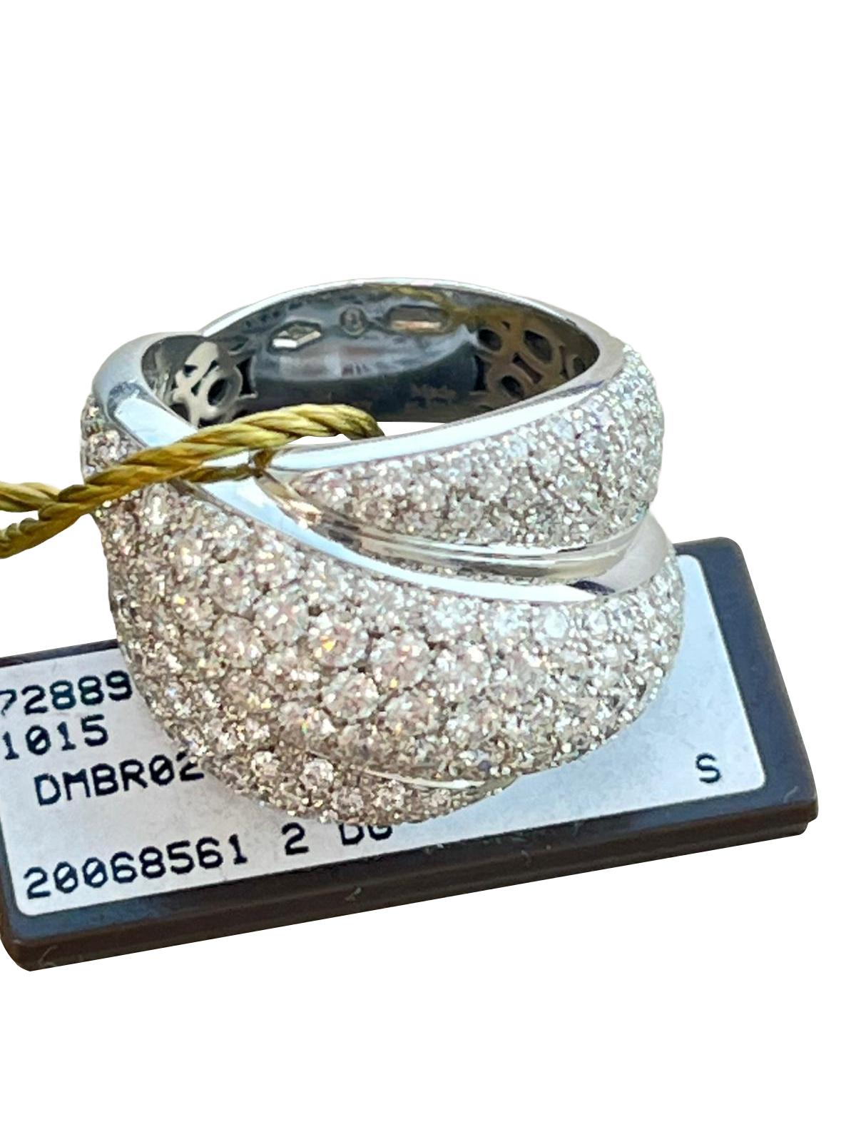 Damiani Gomitolo 4ct Brilliant Cut Diamond Ring 18k White Gold VVS2-VS1 Clarity Pour femmes en vente